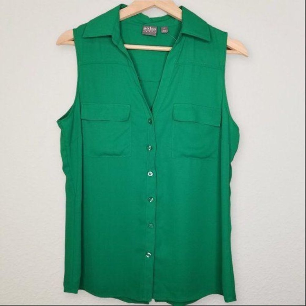 New York & Company Button Down Shirt Vest Blouse M